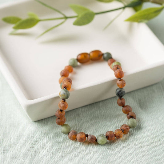 Pet | Raw Green Jade + Raw Cognac Amber Collar
